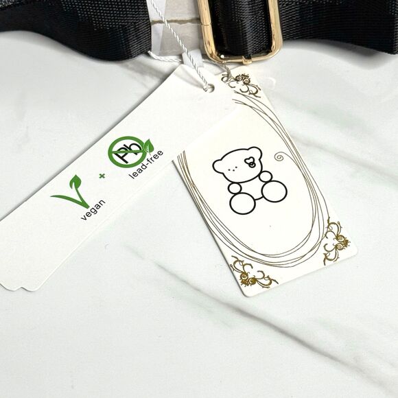 Vegan Sling Backpack Crossbody Geometric Pattern Lead-Free Shoulder Bag in Black - Picture 7 of 9